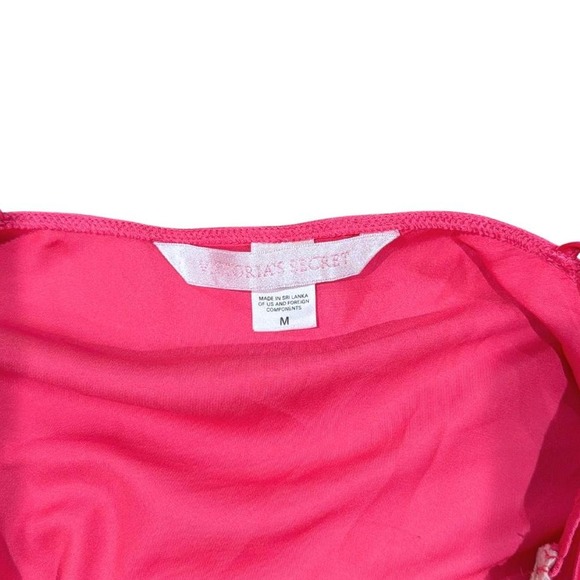 VTG Y2K 2005 Victoria's Secret Pink Satin & Cotton Lace Trim Babydoll Slip Dress - Picture 4 of 5